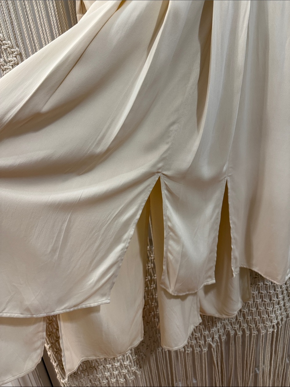 Banana Republic NWT Cream Wrap Midi Multi-Slit Dress with Long Sleeves - Picture 9 of 11